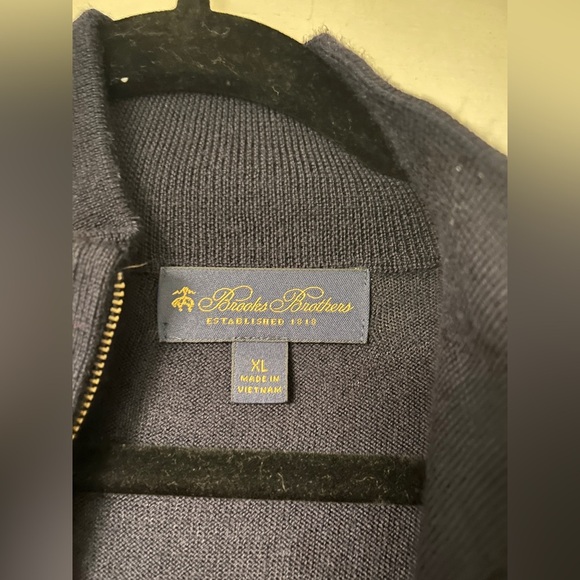 Brooks Brothers Wool Pullover Quarter Zip Vest- Navy - Picture 3 of 6